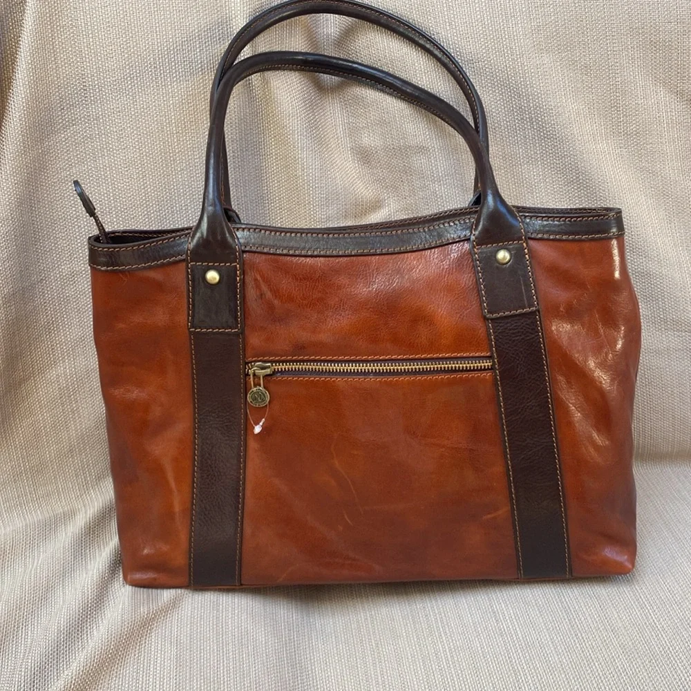 Pelletterie Firenze Cognac Italian leather handmade handbag - Picture 2 of 13